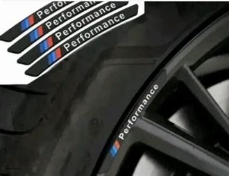 4x BMW Performance Logo Aluminium Aufkleber für Radnabe Silber