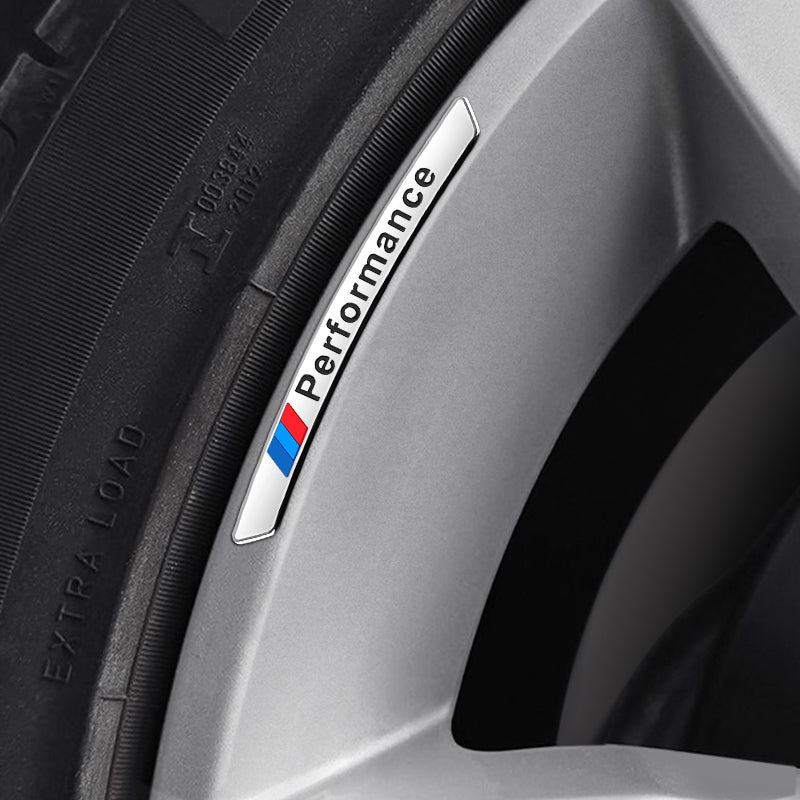 4x BMW Performance Logo Aluminium Aufkleber für Radnabe Silber